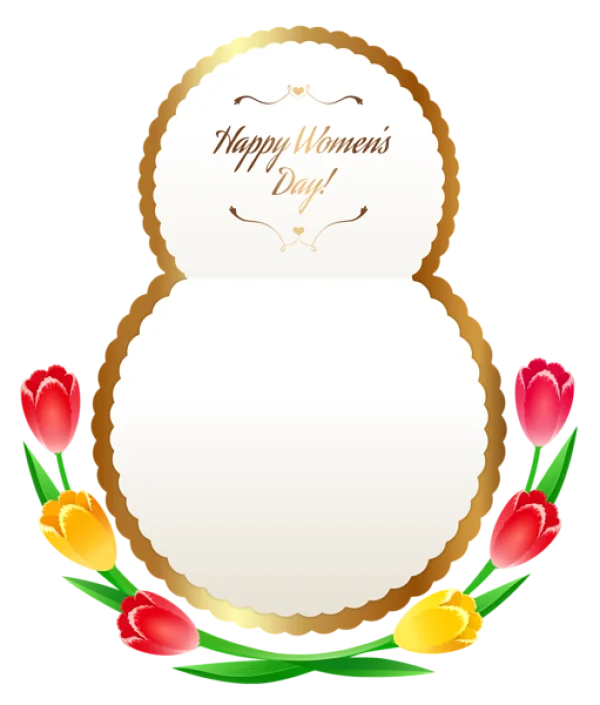 Happy Women's Day Card with Tulips PNG Transparent