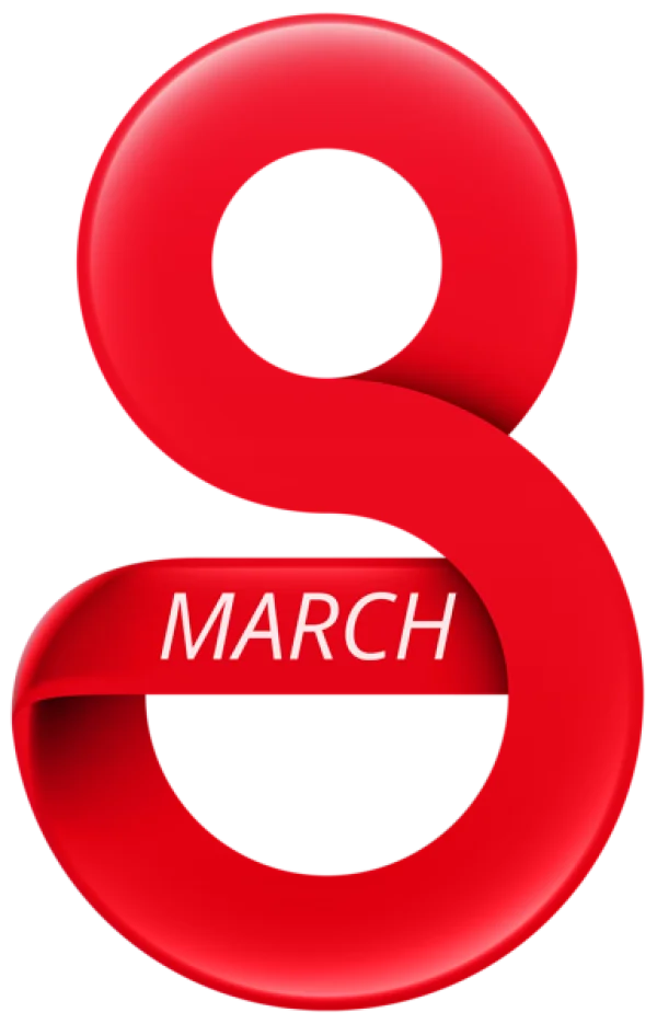 March 8th Red Ribbon Design PNG