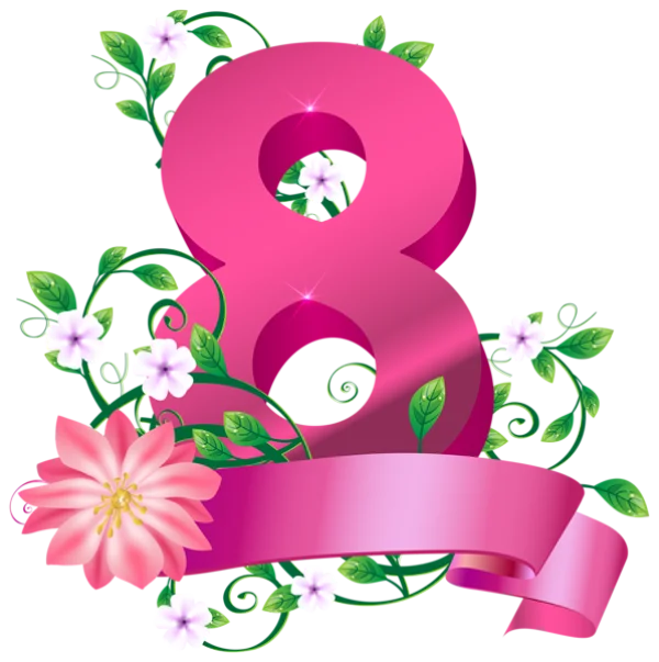 Floral Number 8 for Women's Day Transparent