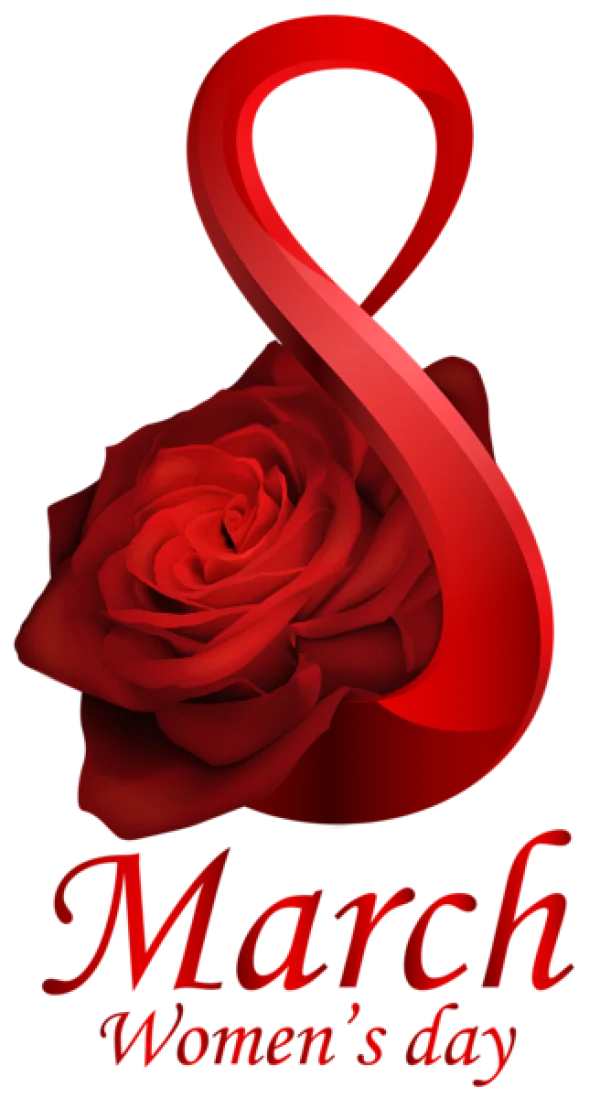 International Women's Day Red Rose and Number 8 PNG