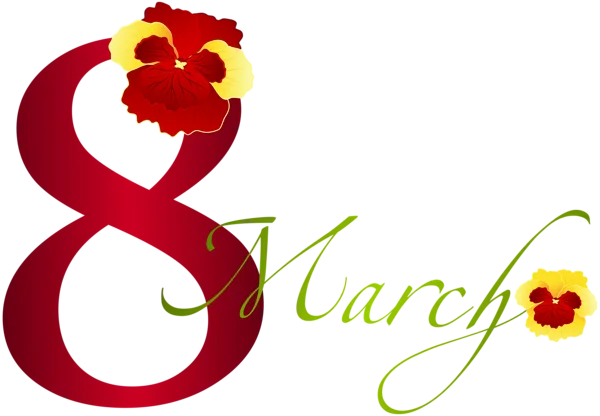 March 8th International Women's Day with Flowers PNG