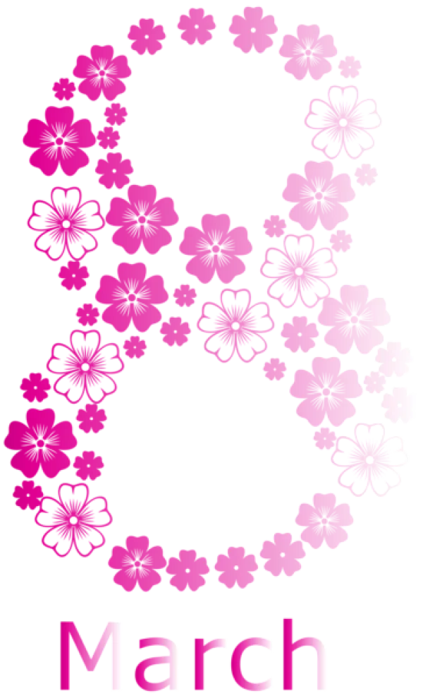 International Women's Day March 8th Floral PNG