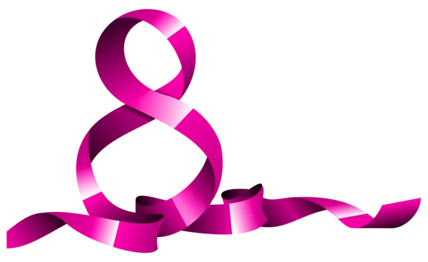 Pink Ribbon Number 8 for Women's Day PNG