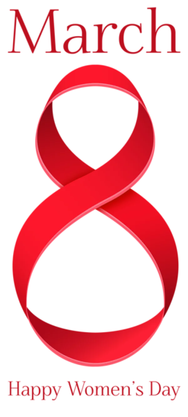 International Women's Day March 8 Red Ribbon PNG