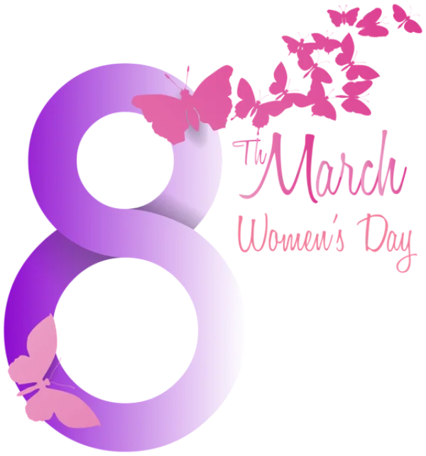 8th March Women's Day Purple Number PNG
