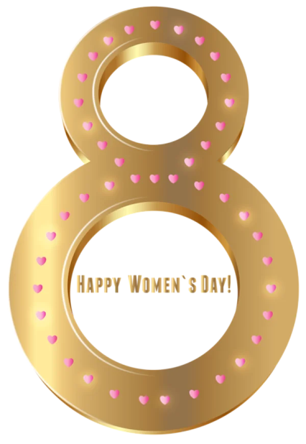Happy Women's Day Golden Number 8 PNG