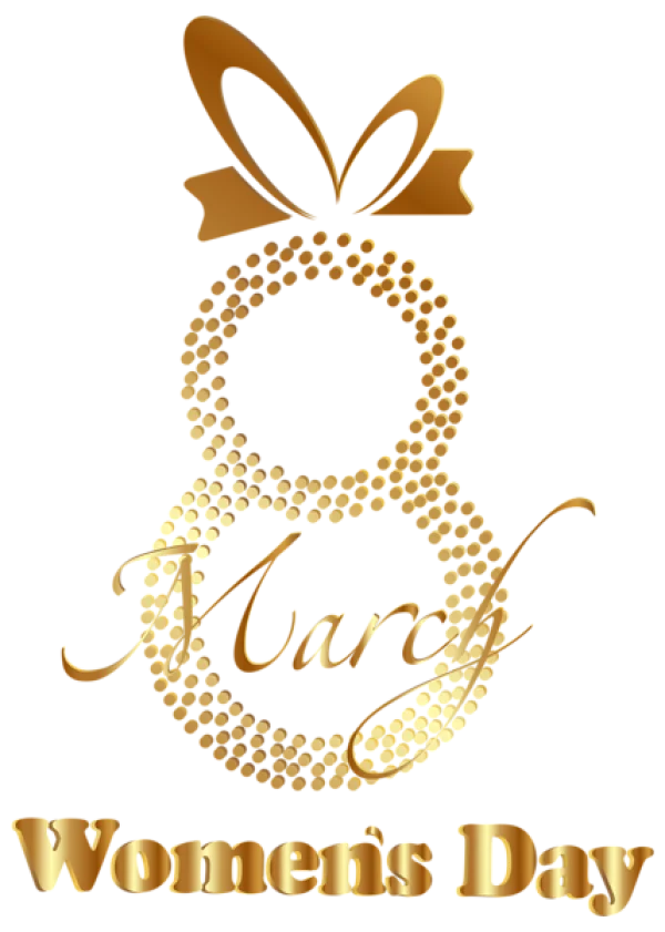 Golden March 8 Women's Day PNG with Bow