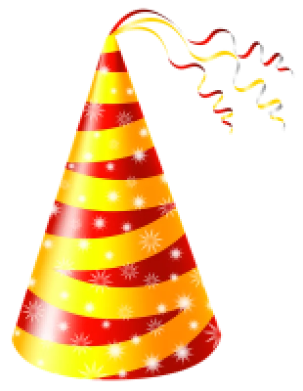 Striped Party Hat with Streamers PNG Transparent Background