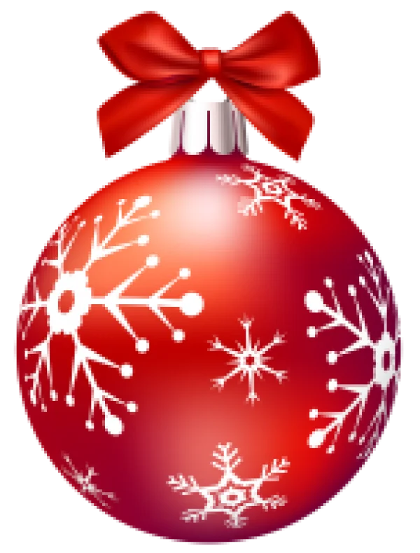 Red Christmas Ornament with Snowflakes PNG Transparent Background