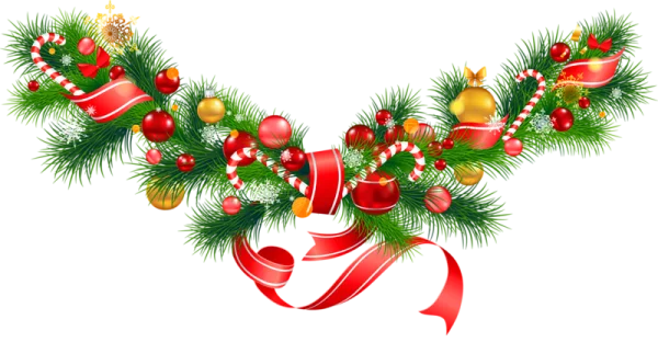 Christmas Garland with Ornaments PNG Transparent Background
