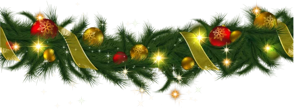 Christmas Garland with Ornaments and Lights PNG Transparent Background