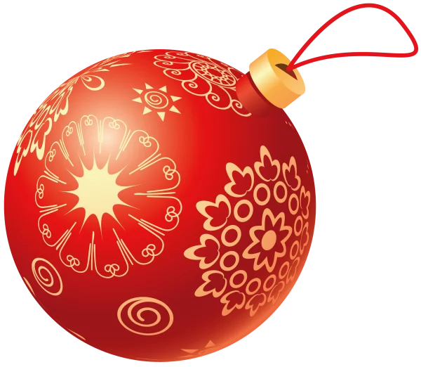 Red Christmas Ornament with Gold Patterns PNG