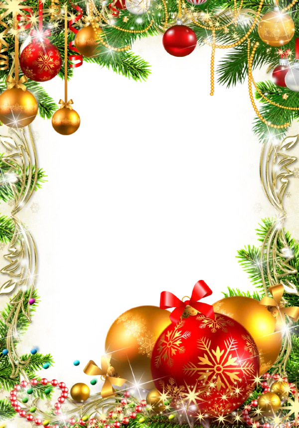 Festive Christmas Ornaments Photo Frame PNG