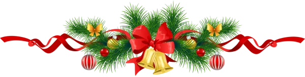 Christmas Garland with Bells and Ornaments PNG Transparent Background