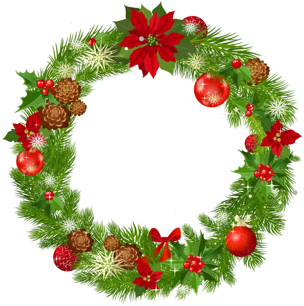 Festive Christmas Wreath with Ornaments PNG