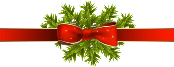 Christmas Pine Branches with Red Ribbon PNG