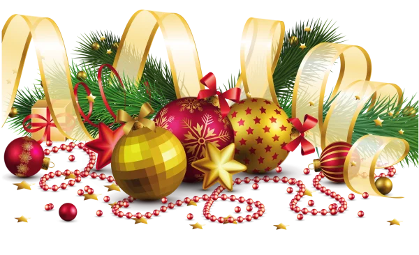Festive Christmas Decorations PNG Transparent Background
