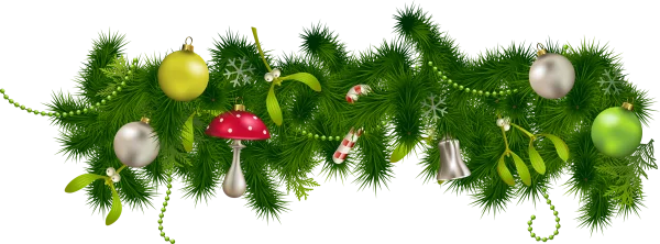 Festive Christmas Garland with Ornaments PNG
