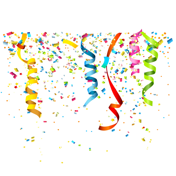Colorful Confetti and Streamers PNG Transparent Background