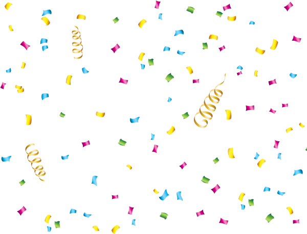 Colorful Confetti and Golden Streamers PNG