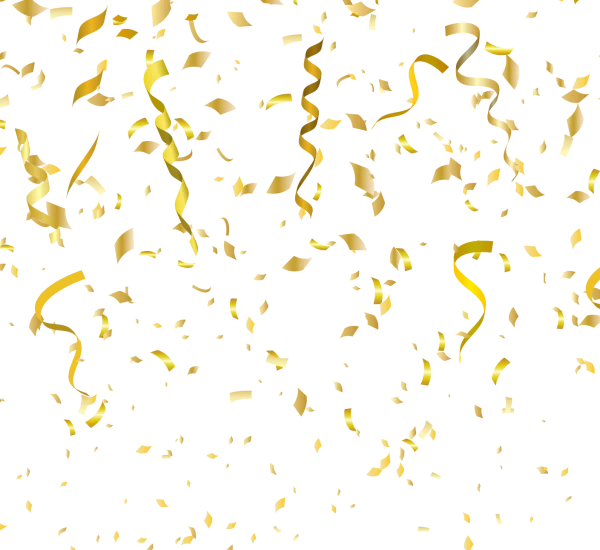 Falling Golden Confetti and Ribbons PNG Transparent
