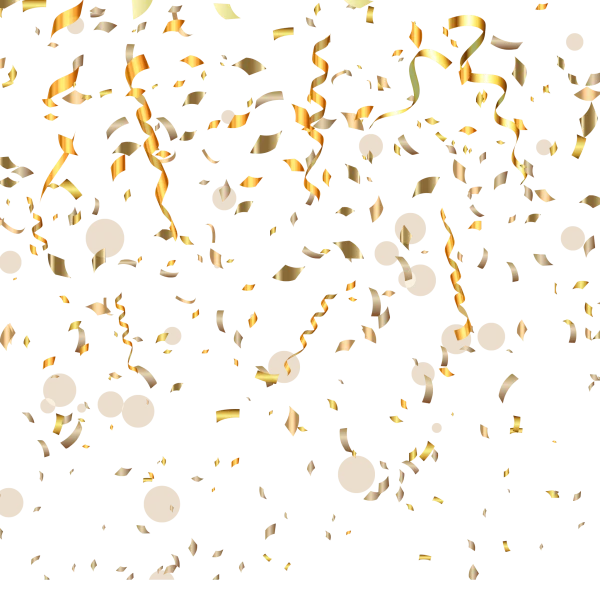 Falling Golden Confetti and Streamers PNG