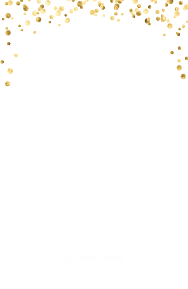 Golden Confetti Celebration Frame with & Text PNG