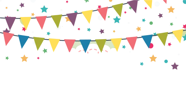Colorful Party Banners with Confetti PNG Transparent Background