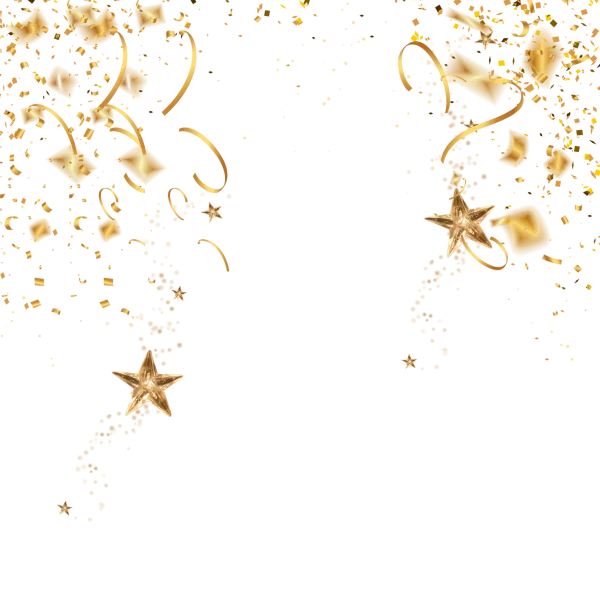 Golden Confetti and Stars Transparent PNG