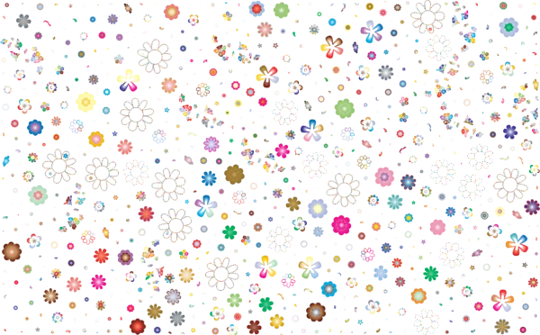 Vibrant Scattered Flowers Pattern PNG