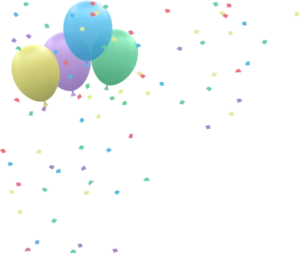 Colorful Balloons and Confetti PNG Transparent Background