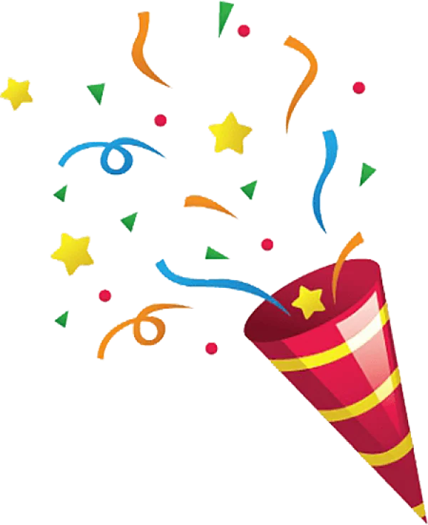 Colorful Party Popper Confetti Explosion PNG