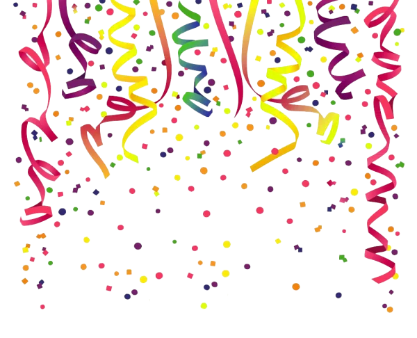 Falling Party Confetti and Streamers PNG