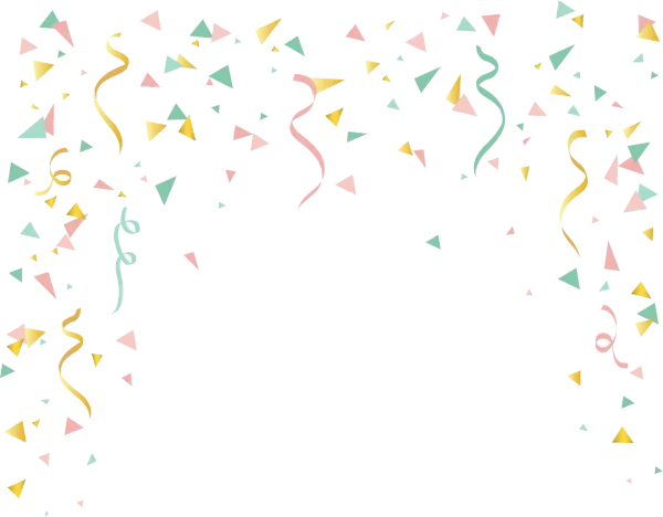 Pastel Confetti and Gold Streamers PNG