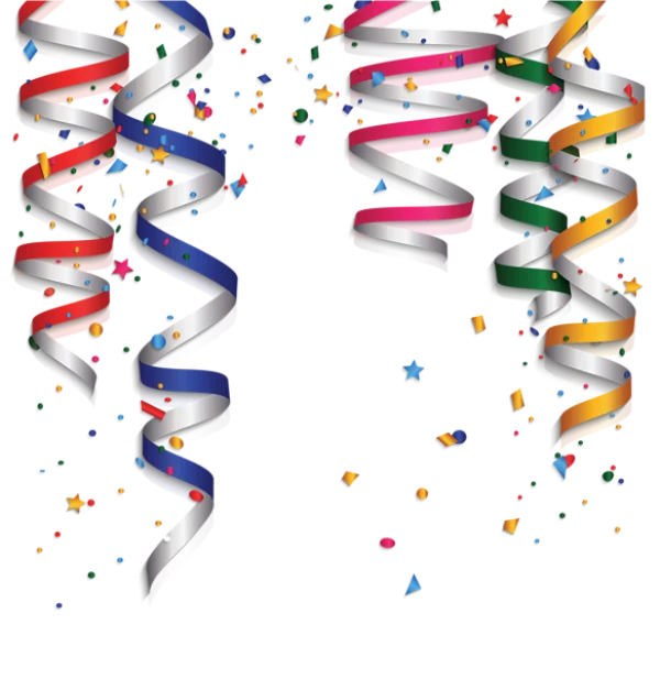 Colorful Party Streamers and Confetti PNG