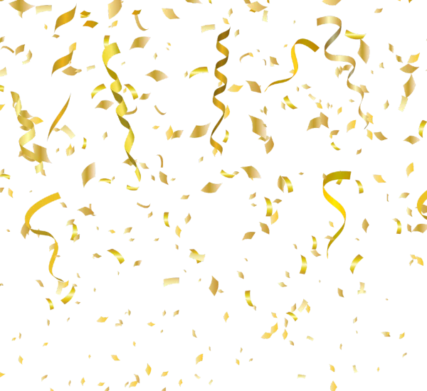 Falling Golden Confetti and Ribbons PNG
