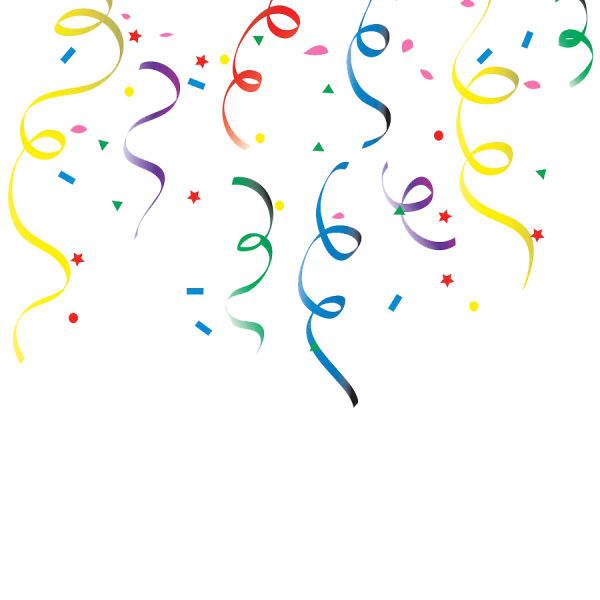 Colorful Party Streamers and Confetti PNG