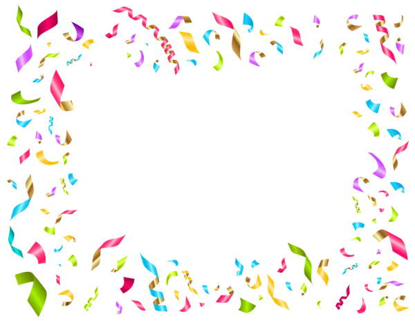 Colorful Confetti and Ribbon Frame PNG