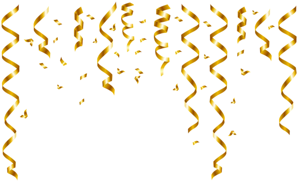 Golden Confetti and Streamers Transparent Background PNG