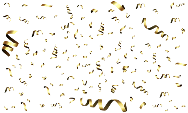 Gold Confetti and Ribbons Falling PNG Transparent Background