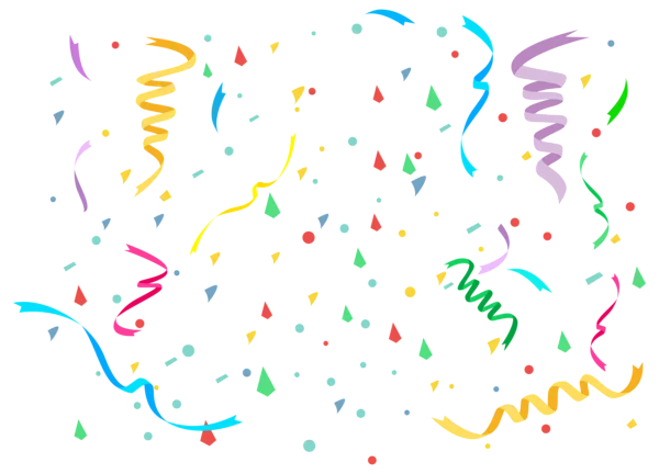 Colorful Confetti and Streamers PNG Transparent Background