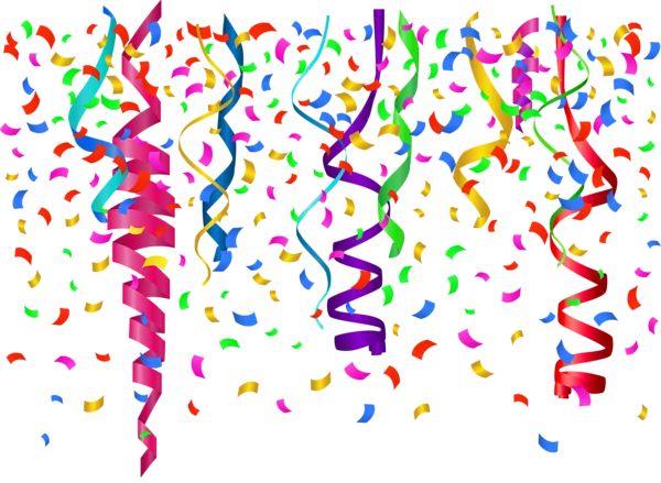 Colorful Confetti and Streamers Transparent Background