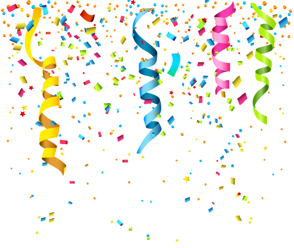 Colorful Confetti and Streamers PNG Transparent Background