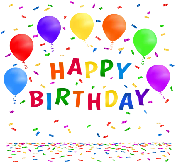 Happy Birthday Balloons and Confetti PNG Transparent