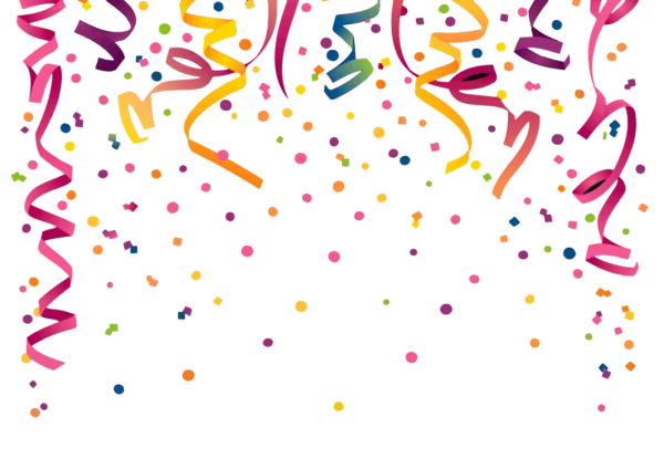 Colorful Falling Confetti and Streamers PNG