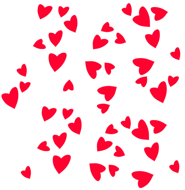 Falling Red Hearts PNG Transparent Background