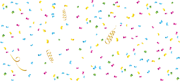 Colorful Confetti and Gold Streamers PNG Transparent Background