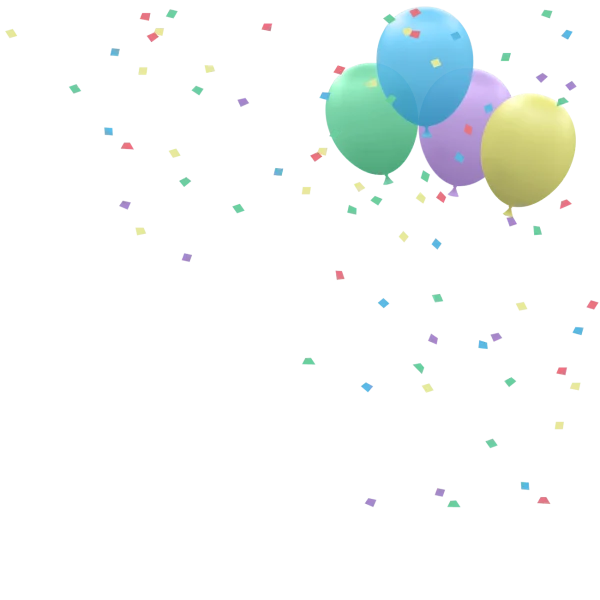 Colorful Balloons and Confetti PNG Transparent Background