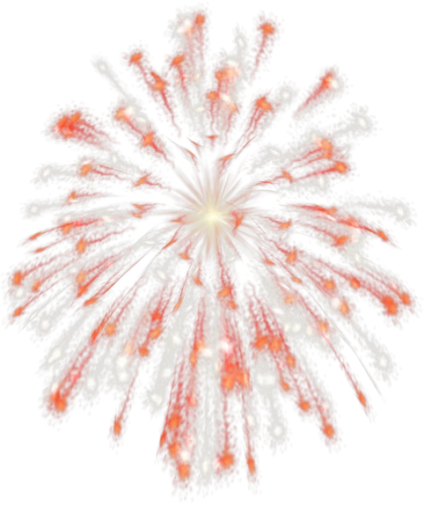Red and White Firework Burst PNG Transparent Background