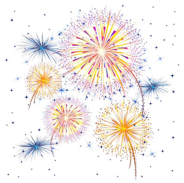 Vibrant Fireworks Celebration PNG Transparent Background